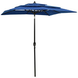 Vidaxl Parasol a 3 strati con polo in alluminio 2x2 m azzurro blu