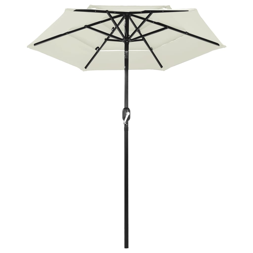 Vidaxl Parasol a 3 strati con polo in alluminio 2 m color sabbia