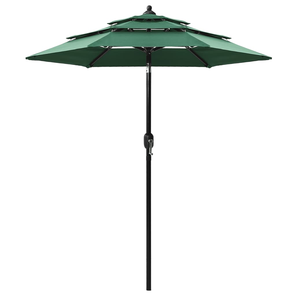 Vidaxl Parasol a 3 strati con polo in alluminio 2 m verde