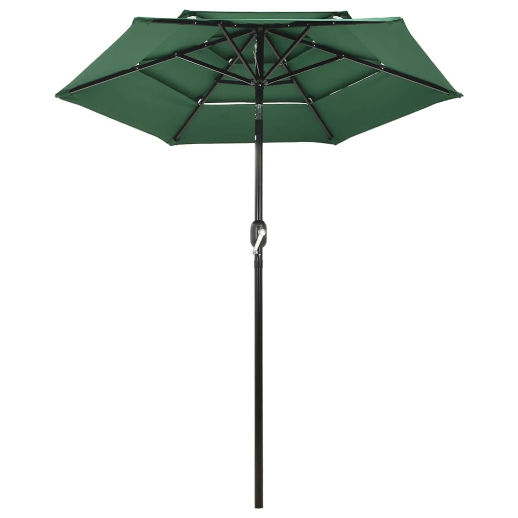 Vidaxl Parasol a 3 strati con polo in alluminio 2 m verde