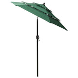 Vidaxl Parasol a 3 strati con polo in alluminio 2 m verde