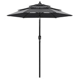 Vidaxl Parasol a 3 strati con polo in alluminio 2 M Antracite colorato