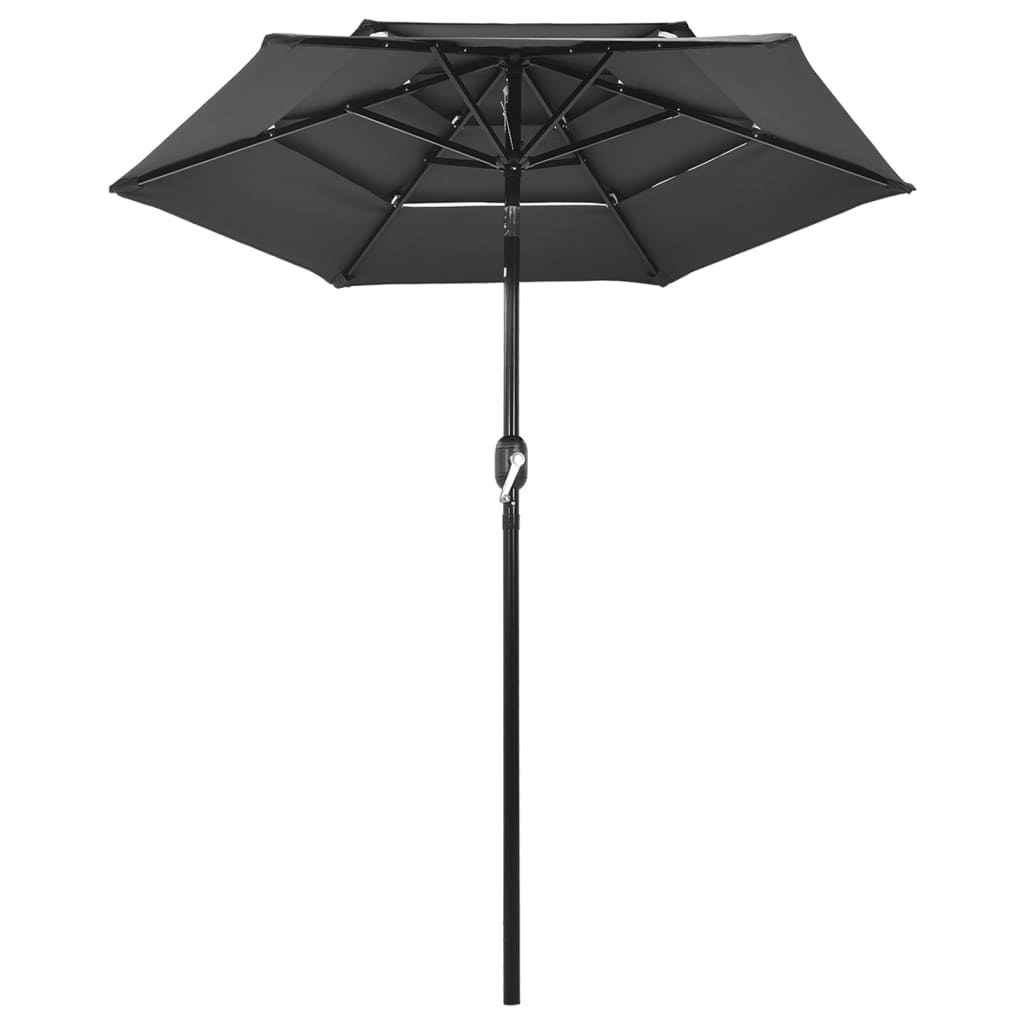 Vidaxl Parasol a 3 strati con polo in alluminio 2 M Antracite colorato