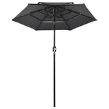 Vidaxl Parasol a 3 strati con polo in alluminio 2 M Antracite colorato