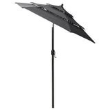 Vidaxl Parasol 3-Schicht mit Aluminiumpol 2 m Anthrazitfarbe