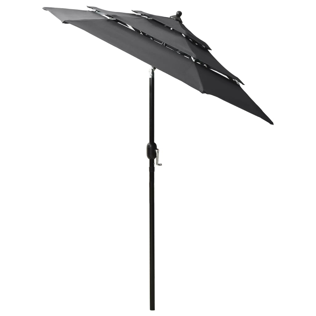 Vidaxl Parasol a 3 strati con polo in alluminio 2 M Antracite colorato