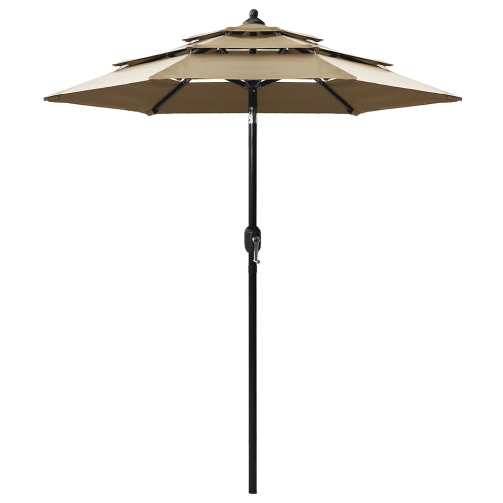 Vidaxl Parasol a 3 strati con polo in alluminio 2 m taupe