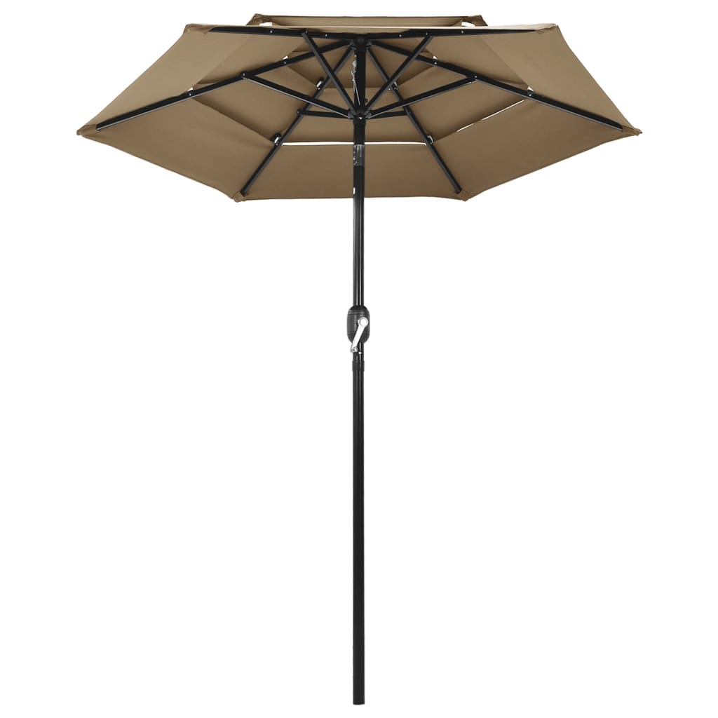 Vidaxl Parasol a 3 strati con polo in alluminio 2 m taupe