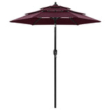 Vidaxl Parasol 3-strato con polo in alluminio 2 M Bordeaux rosso