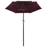 Vidaxl Parasol 3-strato con polo in alluminio 2 M Bordeaux rosso