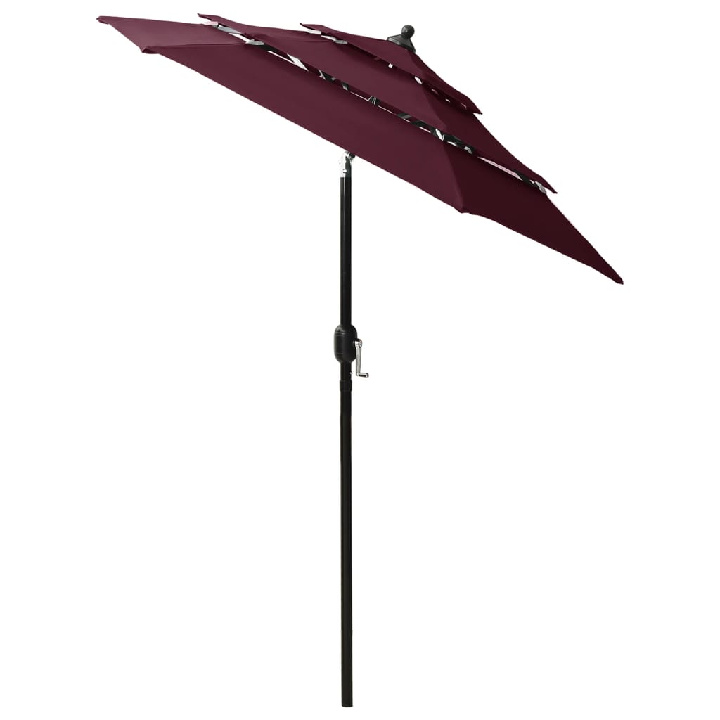 Vidaxl Parasol 3-strato con polo in alluminio 2 M Bordeaux rosso