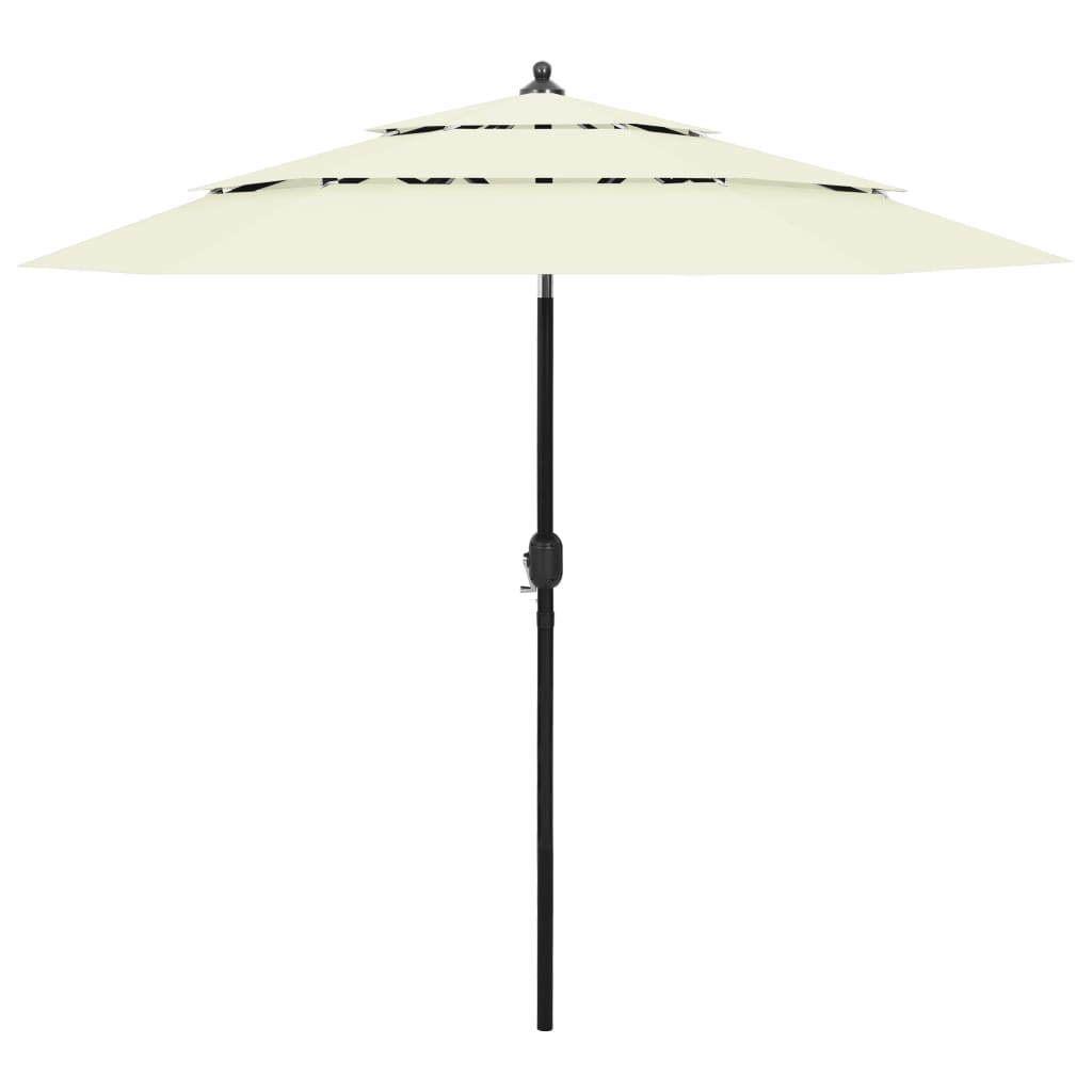 Vidaxl Parasol a 3 strati con polo in alluminio 2,5 m color sabbia