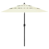 Vidaxl Parasol a 3 strati con polo in alluminio 2,5 m color sabbia