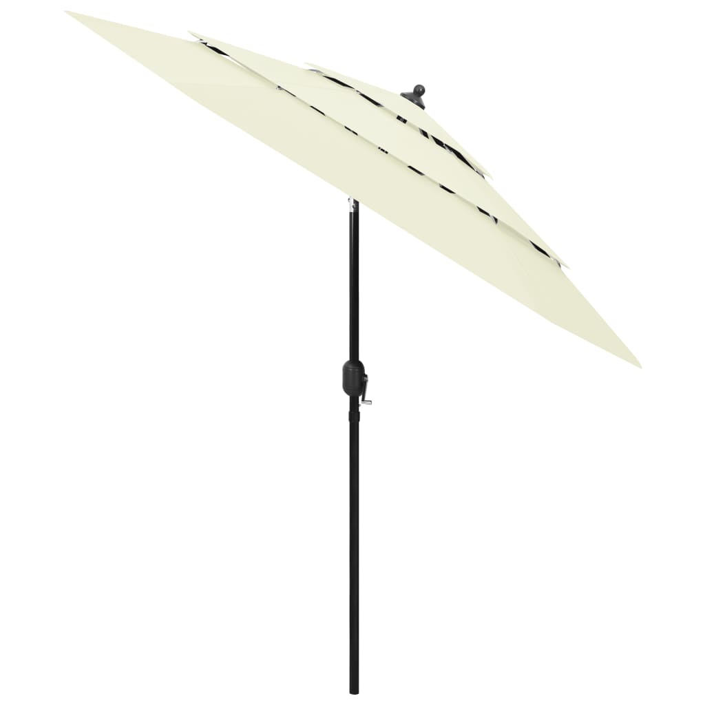 Vidaxl Parasol a 3 strati con polo in alluminio 2,5 m color sabbia