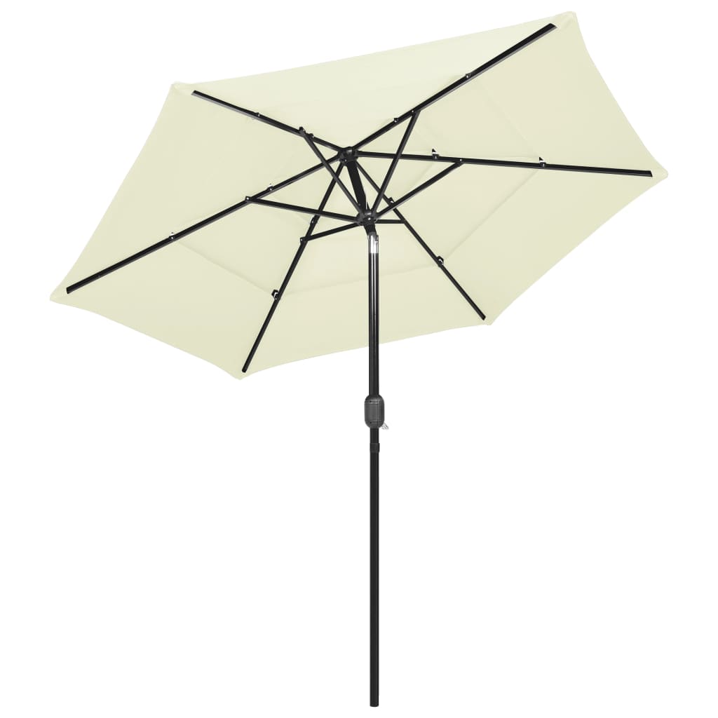 Vidaxl Parasol a 3 strati con polo in alluminio 2,5 m color sabbia