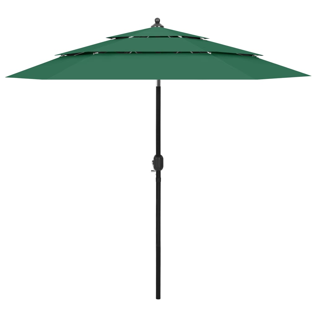 Vidaxl Parasol a 3 strati con polo in alluminio 2,5 m verdi