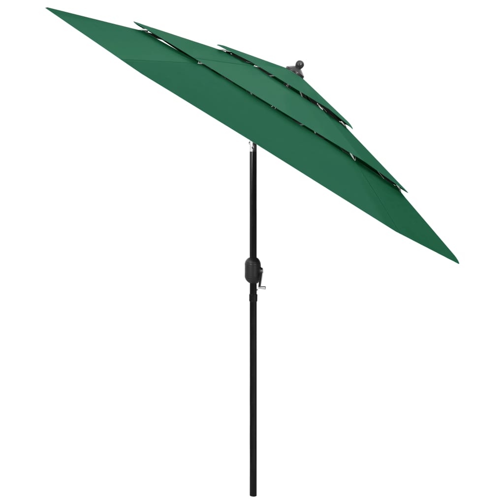 Vidaxl Parasol a 3 strati con polo in alluminio 2,5 m verdi