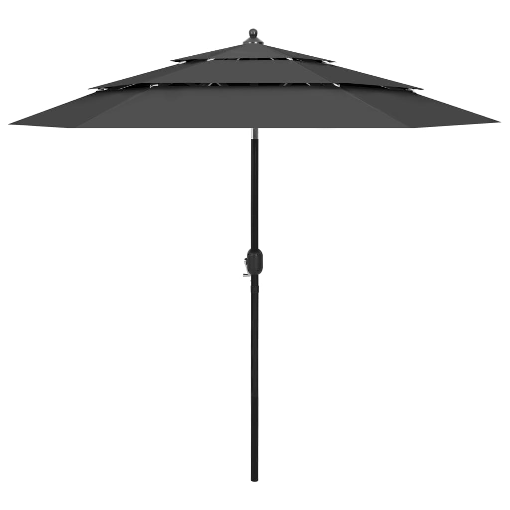 Vidaxl Parasol a 3 strati con polo in alluminio 2,5 m color antracite