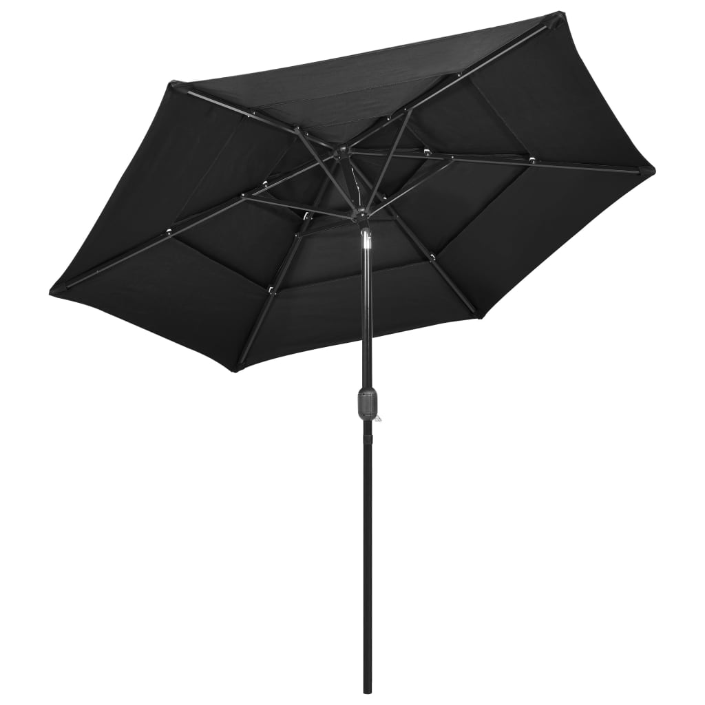 Vidaxl Parasol a 3 strati con polo in alluminio 2,5 m color antracite