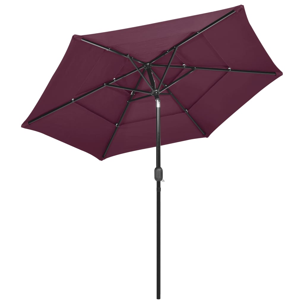 Vidaxl Parasol 3-Schicht mit Aluminiumpol 2,5 m Burgundyrot