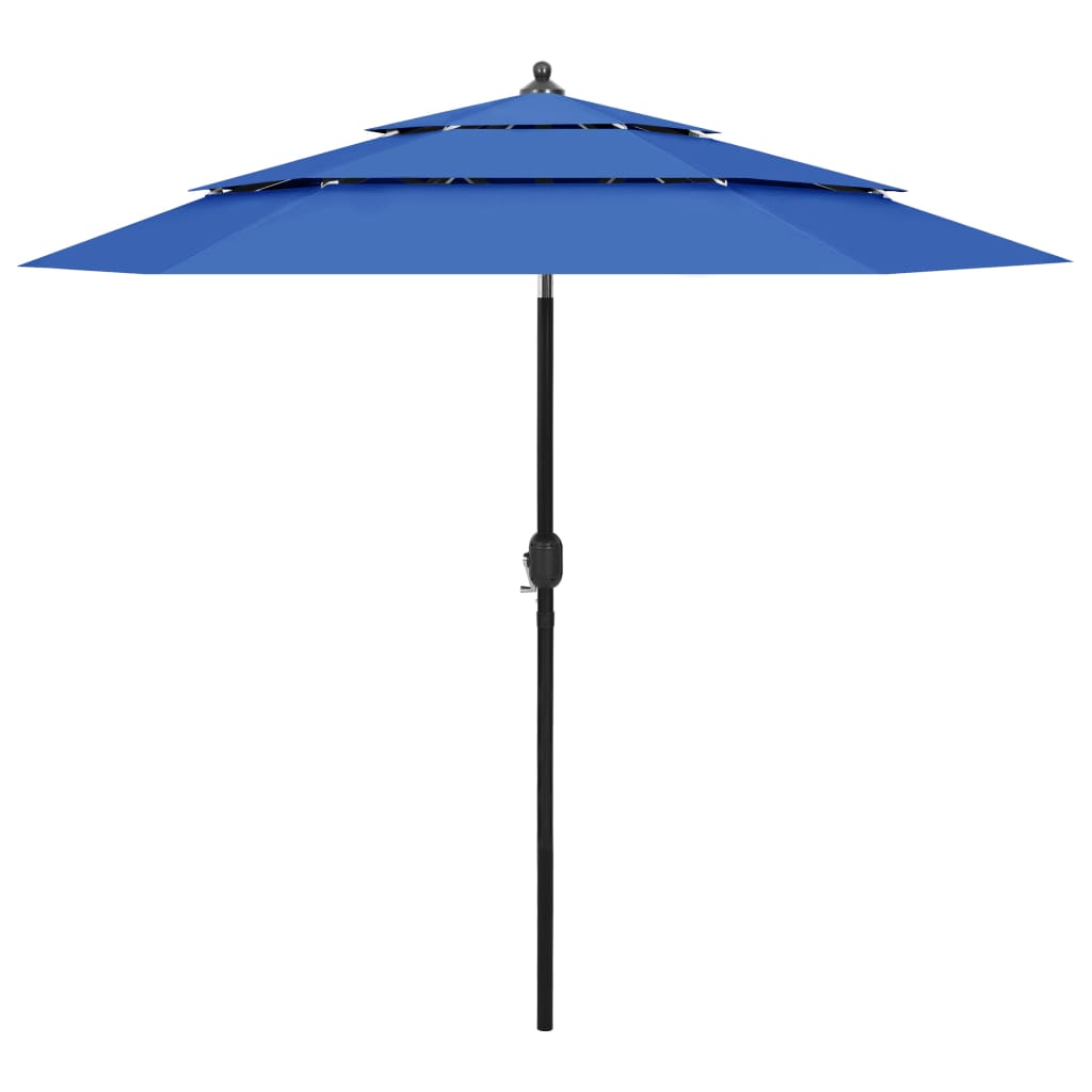 Vidaxl Parasol a 3 strati con polo in alluminio 2,5 m azzurro blu