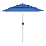 Vidaxl Parasol a 3 strati con polo in alluminio 2,5 m azzurro blu