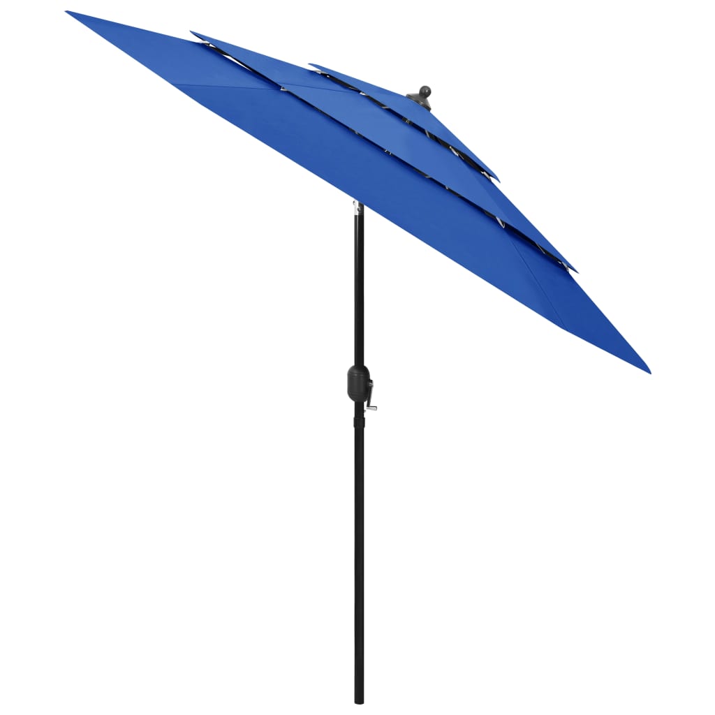 Vidaxl Parasol a 3 strati con polo in alluminio 2,5 m azzurro blu