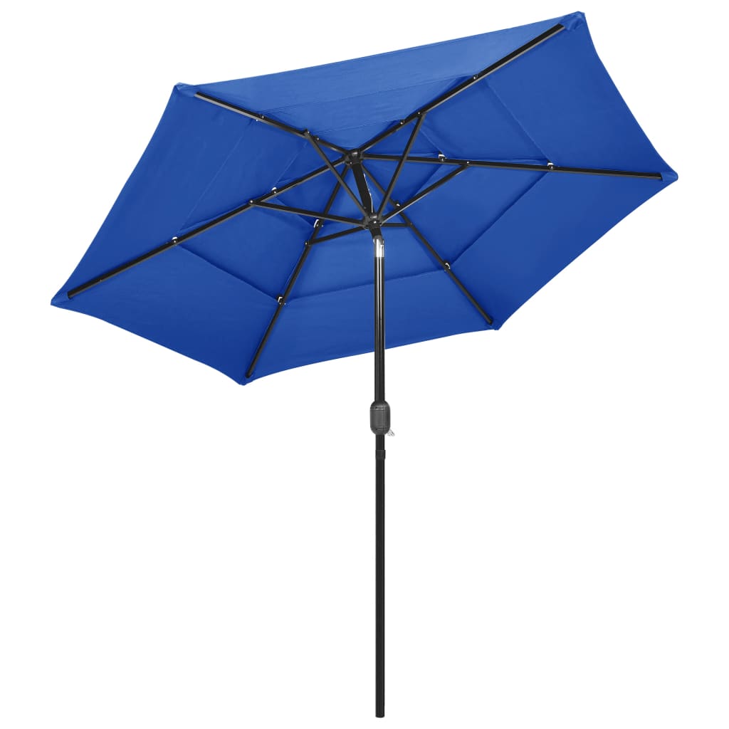 Vidaxl Parasol a 3 strati con polo in alluminio 2,5 m azzurro blu