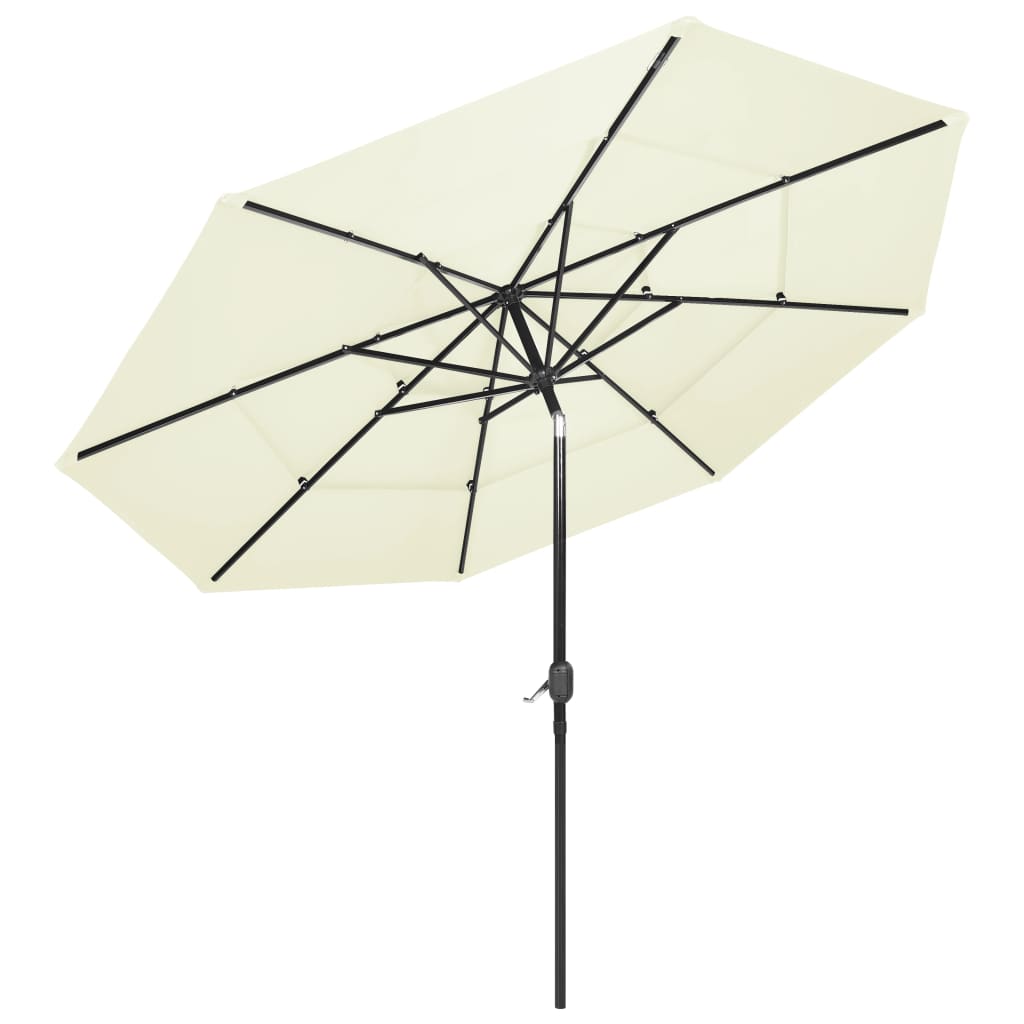 Vidaxl Parasol a 3 strati con polo in alluminio 3 m color sabbia