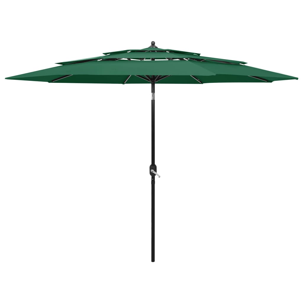 Vidaxl Parasol 3-Schicht mit Aluminiumpol 3 m grün