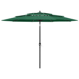 Vidaxl Parasol a 3 strati con polo in alluminio 3 m verdi