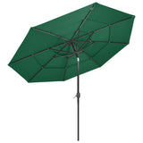 Vidaxl Parasol a 3 strati con polo in alluminio 3 m verdi