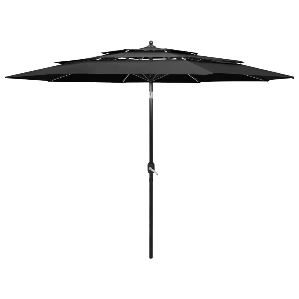 Vidaxl Parasol 3-strato con polo in alluminio 3 m color antracite