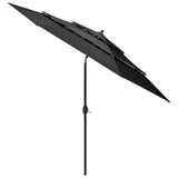 Vidaxl Parasol 3-strato con polo in alluminio 3 m color antracite