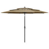 Vidaxl Parasol a 3 strati con polo in alluminio 3 m taupe