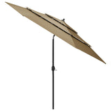 Vidaxl Parasol a 3 strati con polo in alluminio 3 m taupe