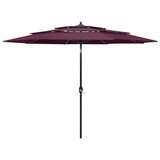 Vidaxl Parasol 3-Schicht mit Aluminiumpol 3 m Bordeaux Rot