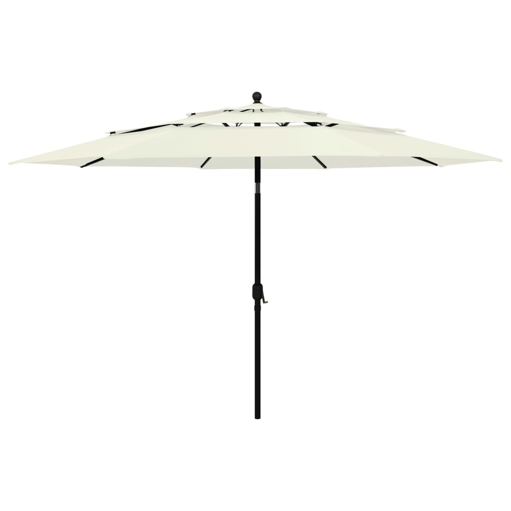 Vidaxl Parasol a 3 strati con polo in alluminio 3,5 m color sabbia