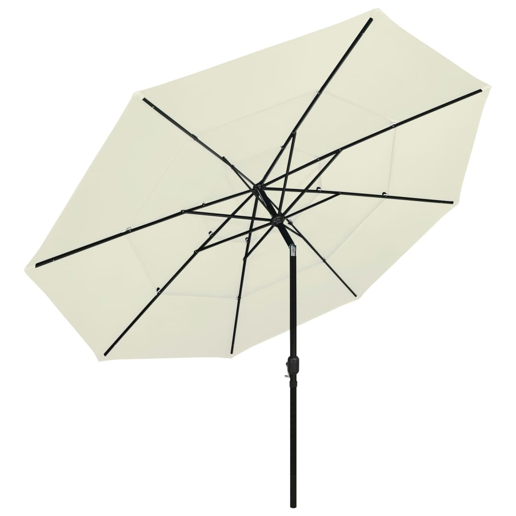 Vidaxl Parasol a 3 strati con polo in alluminio 3,5 m color sabbia