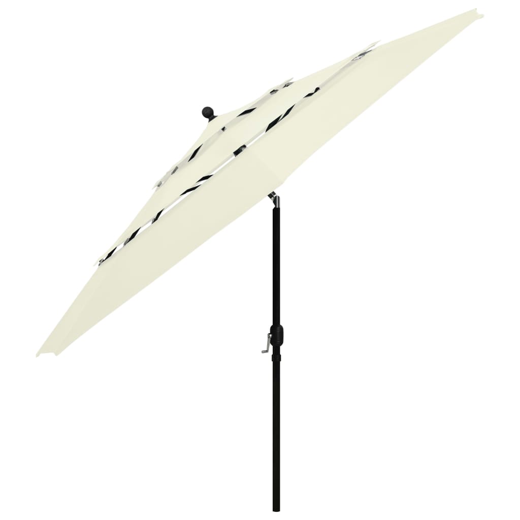 Vidaxl Parasol a 3 strati con polo in alluminio 3,5 m color sabbia