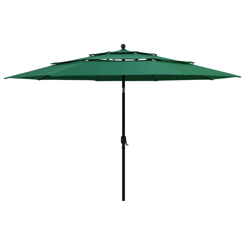 Vidaxl Parasol a 3 strati con polo in alluminio 3,5 m verdi