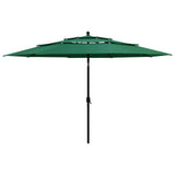 Vidaxl Parasol a 3 strati con polo in alluminio 3,5 m verdi