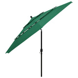 Vidaxl Parasol a 3 strati con polo in alluminio 3,5 m verdi