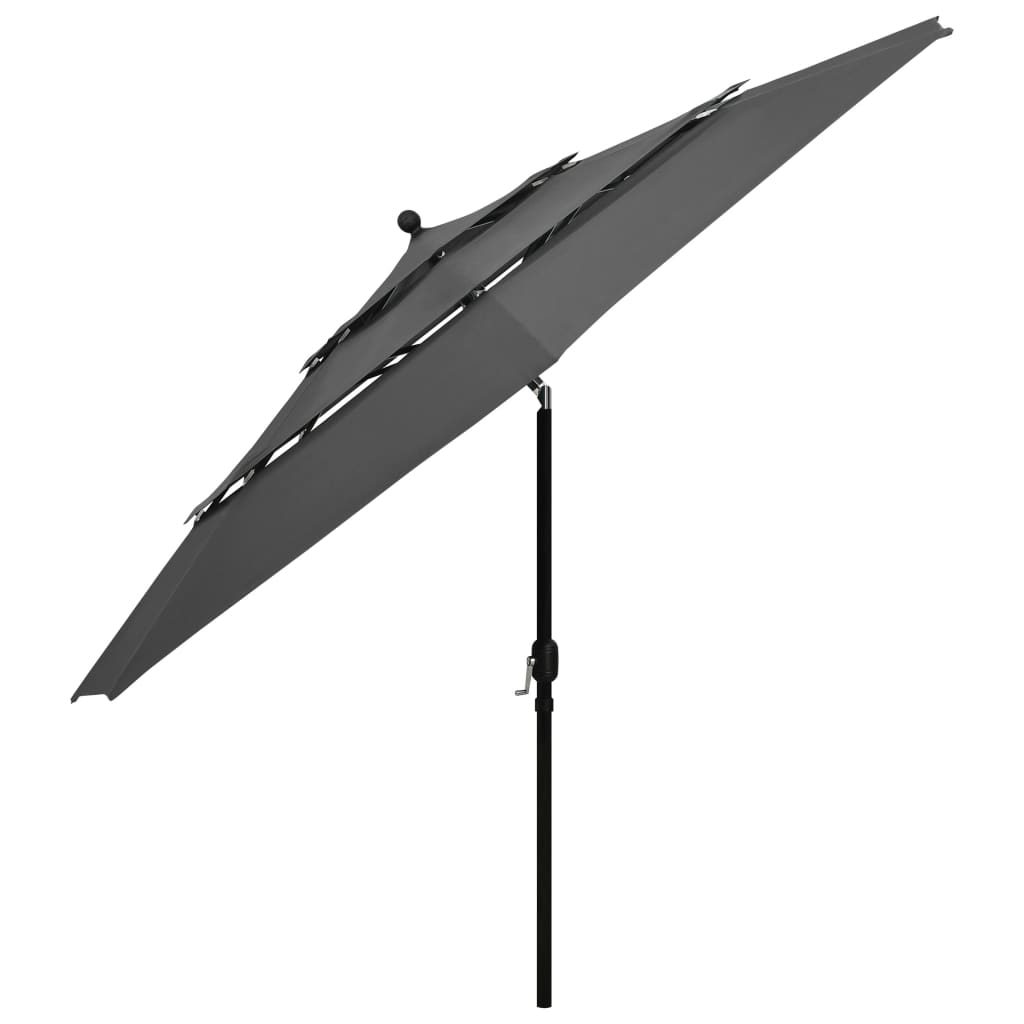Vidaxl parasol 3-laags met aluminium paal 3,5 m antracietkleurig