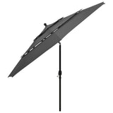 Vidaxl parasol 3-laags met aluminium paal 3,5 m antracietkleurig