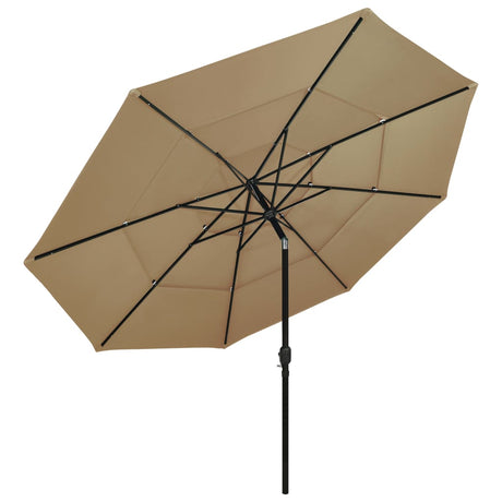 Vidaxl Parasol 3-Schicht mit Aluminiumpol 3,5 M Taupe