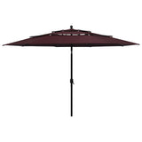Vidaxl Parasol 3-Schicht mit Aluminiumpol 3,5 m Bordeaux Rot