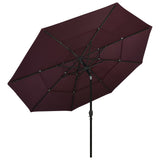 Vidaxl Parasol 3-strato con polo in alluminio 3,5 m bordeaux rosso