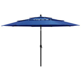 Vidaxl Parasol a 3 strati con polo in alluminio 3,5 m azzurro blu