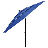 Vidaxl Parasol a 3 strati con polo in alluminio 3,5 m azzurro blu